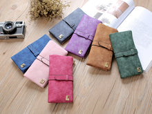 Load image into Gallery viewer, Solid Drawstring Nubuck Leather Zipper Long Women Wallet Phone Bag Purse Card Holder