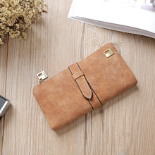 Load image into Gallery viewer, Solid Drawstring Nubuck Leather Zipper Long Women Wallet Phone Bag Purse Card Holder