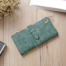 Load image into Gallery viewer, Solid Drawstring Nubuck Leather Zipper Long Women Wallet Phone Bag Purse Card Holder