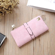 Load image into Gallery viewer, Solid Drawstring Nubuck Leather Zipper Long Women Wallet Phone Bag Purse Card Holder