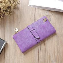 Load image into Gallery viewer, Solid Drawstring Nubuck Leather Zipper Long Women Wallet Phone Bag Purse Card Holder