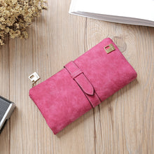 Load image into Gallery viewer, Solid Drawstring Nubuck Leather Zipper Long Women Wallet Phone Bag Purse Card Holder