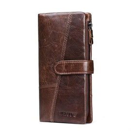 KAVIS Genuine Leather Women Wallet Long Clutch Zipper Coin Purse