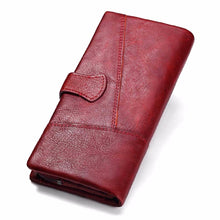 Load image into Gallery viewer, KAVIS Genuine Leather Women Wallet Long Clutch Zipper Coin Purse