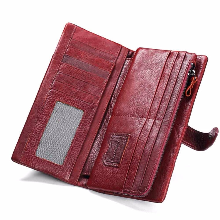 KAVIS Genuine Leather Women Wallet Long Clutch Zipper Coin Purse