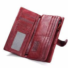 Load image into Gallery viewer, KAVIS Genuine Leather Women Wallet Long Clutch Zipper Coin Purse