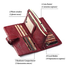 Load image into Gallery viewer, KAVIS Genuine Leather Women Wallet Long Clutch Zipper Coin Purse