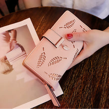 Load image into Gallery viewer, Long Gold Hollow Leaves Coin Purse Card Holders Wallet for Women