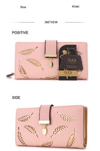 Load image into Gallery viewer, Long Gold Hollow Leaves Coin Purse Card Holders Wallet for Women