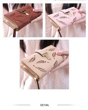 Load image into Gallery viewer, Long Gold Hollow Leaves Coin Purse Card Holders Wallet for Women