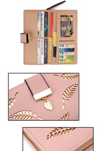 Load image into Gallery viewer, Long Gold Hollow Leaves Coin Purse Card Holders Wallet for Women