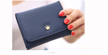 Load image into Gallery viewer, Short Mini Women Wallets Crown Decorated Fold PU Leather Coin Purse Card Holder