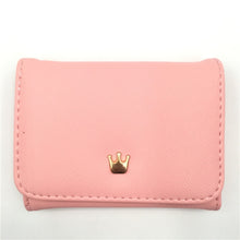 Load image into Gallery viewer, Short Mini Women Wallets Crown Decorated Fold PU Leather Coin Purse Card Holder