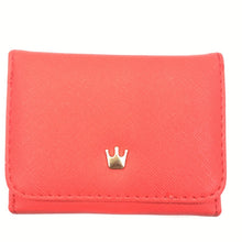 Load image into Gallery viewer, Short Mini Women Wallets Crown Decorated Fold PU Leather Coin Purse Card Holder