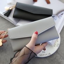 Load image into Gallery viewer, Simple Zipper Purses Long Section Clutch Wallet Soft PU Leather Money Bag