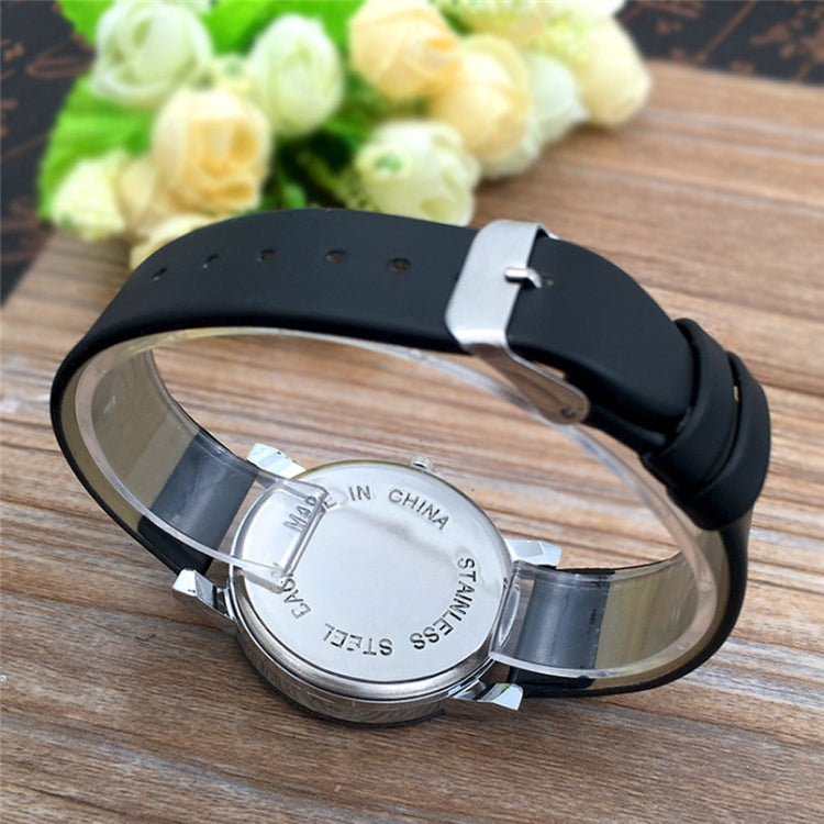 Couple Back View Pattern Leather Strap Quartz Watch