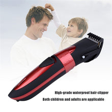 Load image into Gallery viewer, Waterproof Electric Hair Clipper Rechargeable Hair Trimmer Hair Cutting Machine Haircut Beard Trimer, Red, Grey