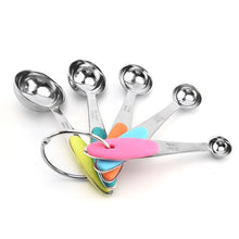 Load image into Gallery viewer, Stainless Steel Measuring Spoon Set Coffee Spoon Baking Kitchen Gadget, Measuring Cup 5 in 1, Measuring Spoon 5 in 1, 5 in 1 Measuring Cup(Color), 5 in 1 Measuring Spoon(Color)