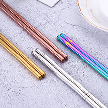 Load image into Gallery viewer, 1 Pair Stainless Steel Tableware Colorful Reusable Metal Chopsticks Dishware, Length：23cm