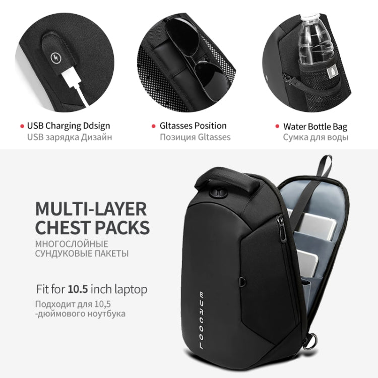Multi Function Crossbody Bags Men Chest Bag Water Repellent Shoulder Bag with USB Charging Port