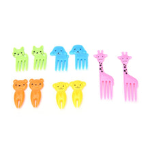 Load image into Gallery viewer, 5 Sets 10 in 1 Creative Cartoon Animal Plastic Children Fruit Fork Bento Decoration Toothpick