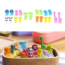 Load image into Gallery viewer, 5 Sets 10 in 1 Creative Cartoon Animal Plastic Children Fruit Fork Bento Decoration Toothpick