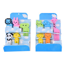 Load image into Gallery viewer, 5 Sets 10 in 1 Creative Cartoon Animal Plastic Children Fruit Fork Bento Decoration Toothpick