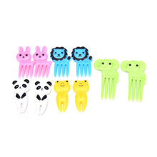 Load image into Gallery viewer, 5 Sets 10 in 1 Creative Cartoon Animal Plastic Children Fruit Fork Bento Decoration Toothpick