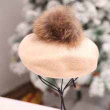Load image into Gallery viewer, Women Retro Plush Ball Beret Loose Cashmere Beanie Hat