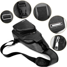 Load image into Gallery viewer, Waterproof Leisure PU Leather Single Shoulder Bag Men Chest Bag with USB Charging Port and Headphone Hole