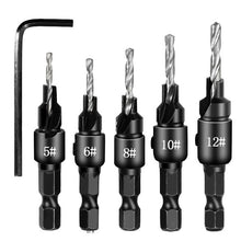 Load image into Gallery viewer, 5 PCS/Set Countersink Woodworking Drill Bit Set Hexagon Screw Hardware Tool, Gold, Silver