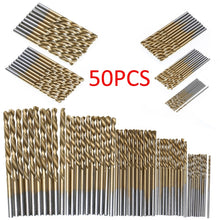 Load image into Gallery viewer, 50 PCS/Set Titanium Coated Drill Bits High Speed Steel Drill Bit Set Power Drilling Tools, 50 PCS/Set Drill Bits