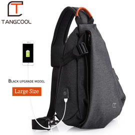 Multifunction Fashion Men Crossbody Bags Chest Pack  Messengers Bag Waterproof Shoulder Bag with USB Charging Port