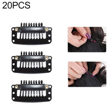 Load image into Gallery viewer, 20 PCS 32mm 9-teeth Hair Extension Clips Snap Metal Clips With Silicone Back