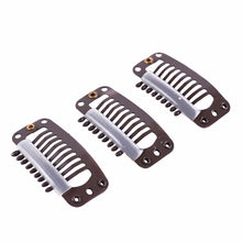 Load image into Gallery viewer, 20 PCS 32mm 9-teeth Hair Extension Clips Snap Metal Clips With Silicone Back