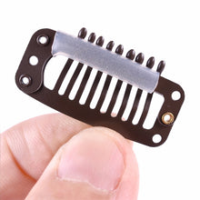 Load image into Gallery viewer, 20 PCS 32mm 9-teeth Hair Extension Clips Snap Metal Clips With Silicone Back