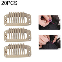 Load image into Gallery viewer, 20 PCS 32mm 9-teeth Hair Extension Clips Snap Metal Clips With Silicone Back