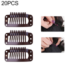 Load image into Gallery viewer, 20 PCS 32mm 9-teeth Hair Extension Clips Snap Metal Clips With Silicone Back