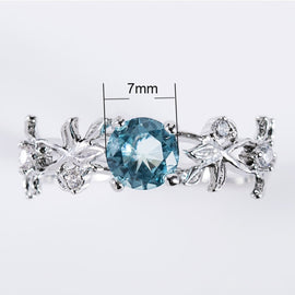 Crystal Vine Leaf Design Engagement Ring Fashion For Women Jewelry, 6, 8