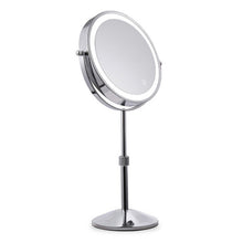 Load image into Gallery viewer, Desktop Double-SidedRound LED Luminous Makeup Mirror Liftable Magnifying Mirror, Plane + 3 Times Magnification(7-inch Rechargeable), Plane + 5 Times Magnification(7-inch Rechargeable), Plane + 7 Times Magnification(7-inch Rechargeable)