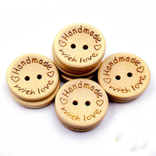 Load image into Gallery viewer, 100 PCS/Set Natural Color Wooden Buttons Handmade Love Letter Wood Button Craft DIY Baby Apparel Accessories, 15mm, 20mm, 25mm