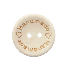 Load image into Gallery viewer, 100 PCS/Set Natural Color Wooden Buttons Handmade Love Letter Wood Button Craft DIY Baby Apparel Accessories, 15mm, 20mm, 25mm