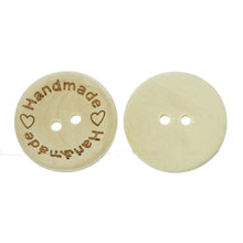 Load image into Gallery viewer, 100 PCS/Set Natural Color Wooden Buttons Handmade Love Letter Wood Button Craft DIY Baby Apparel Accessories, 15mm, 20mm, 25mm