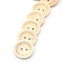 Load image into Gallery viewer, 100 PCS/Set Natural Color Wooden Buttons Handmade Love Letter Wood Button Craft DIY Baby Apparel Accessories, 15mm, 20mm, 25mm