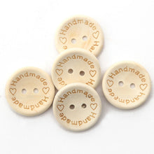 Load image into Gallery viewer, 100 PCS/Set Natural Color Wooden Buttons Handmade Love Letter Wood Button Craft DIY Baby Apparel Accessories, 15mm, 20mm, 25mm