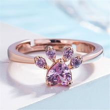 Load image into Gallery viewer, Women Crystal Cute Cat Claw Opening Adjustable Ring Jewelry