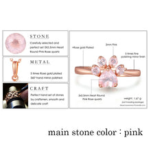 Load image into Gallery viewer, Women Crystal Cute Cat Claw Opening Adjustable Ring Jewelry