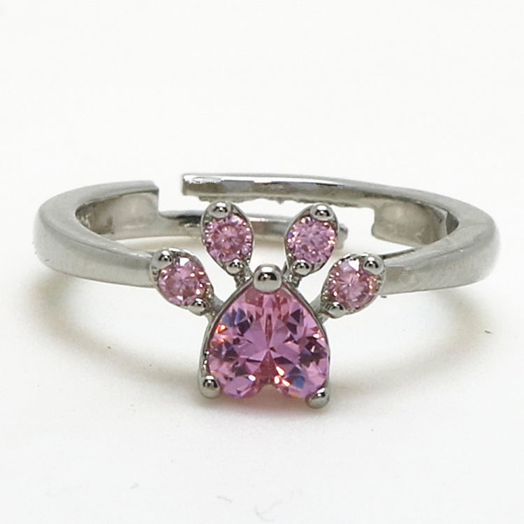 Women Crystal Cute Cat Claw Opening Adjustable Ring Jewelry