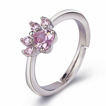 Load image into Gallery viewer, Women Crystal Cute Cat Claw Opening Adjustable Ring Jewelry