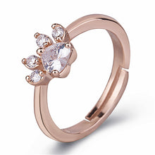 Load image into Gallery viewer, Women Crystal Cute Cat Claw Opening Adjustable Ring Jewelry